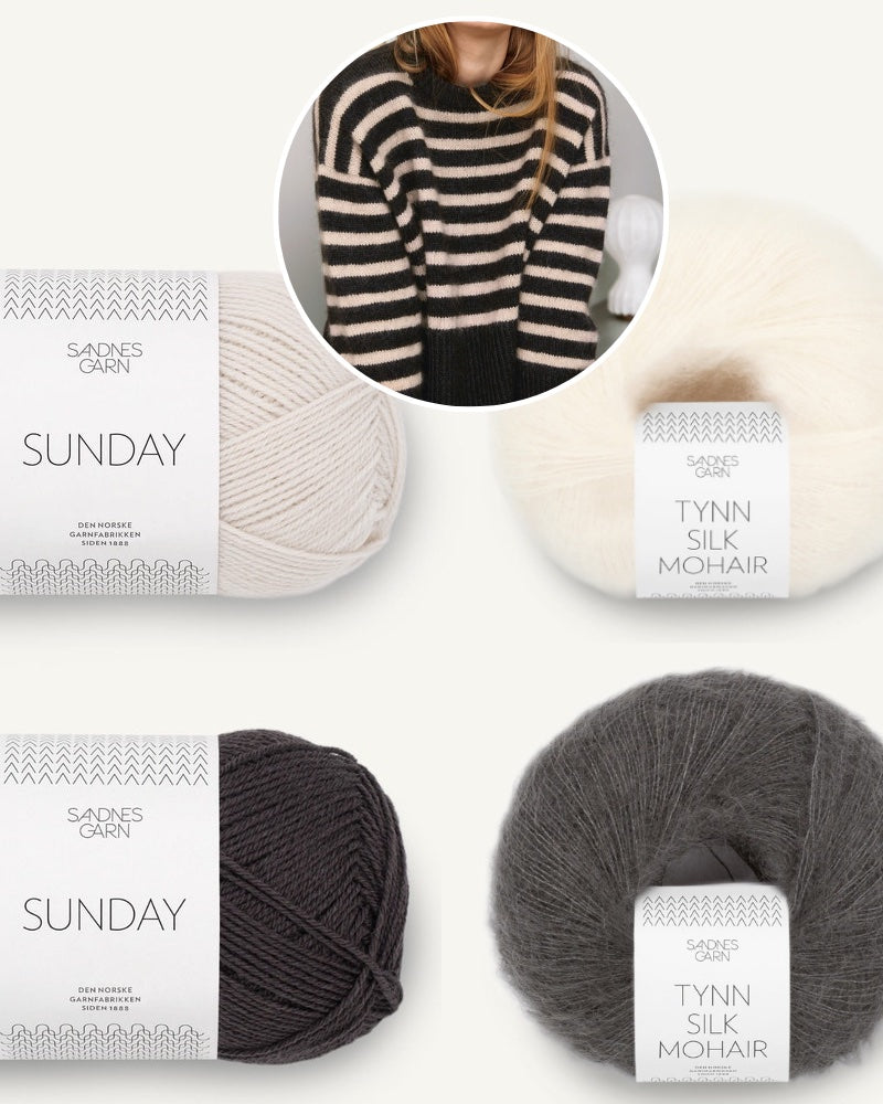 Sandnes Magazin 2302 Abby Pullover aus Sunday mit Tynn Silk Mohair bristol black und kitt