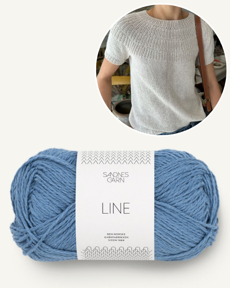 Garnpaket PetiteKnit Anker Tee mit Line von Sandnes in der Farbe regatta blau