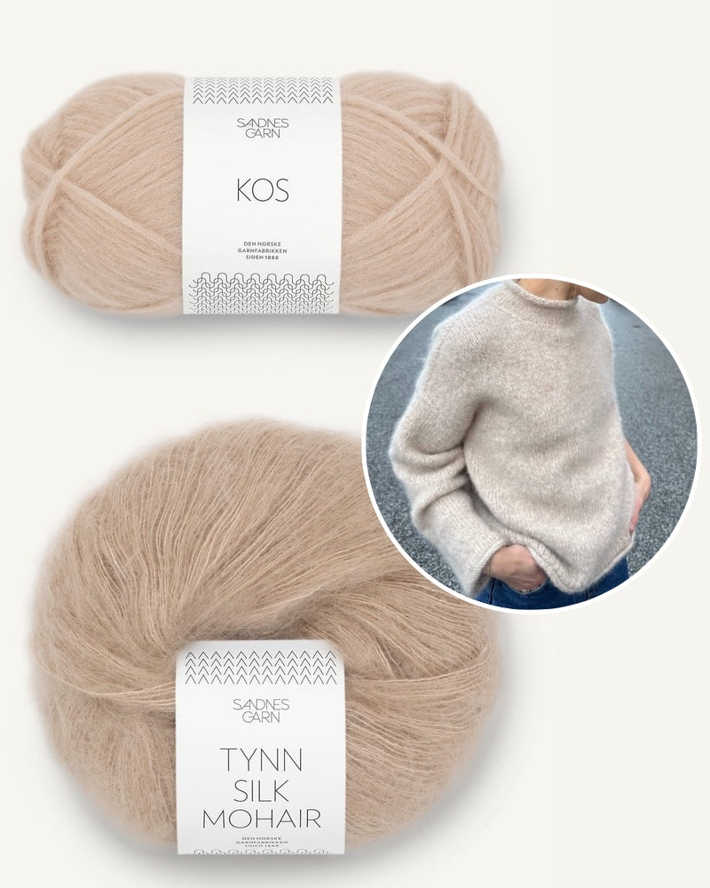 Garnpaket Cloud Sweater von PetiteKnit gestrickt mit Sandnes Garn in beige