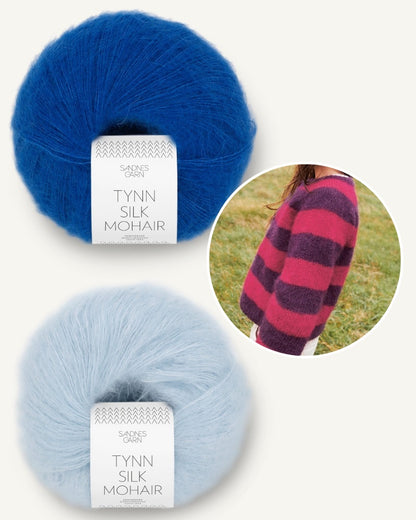 Sandnes Debutant Cardigan gestreift für Kinder in der Farbe jolly blue / hellblau