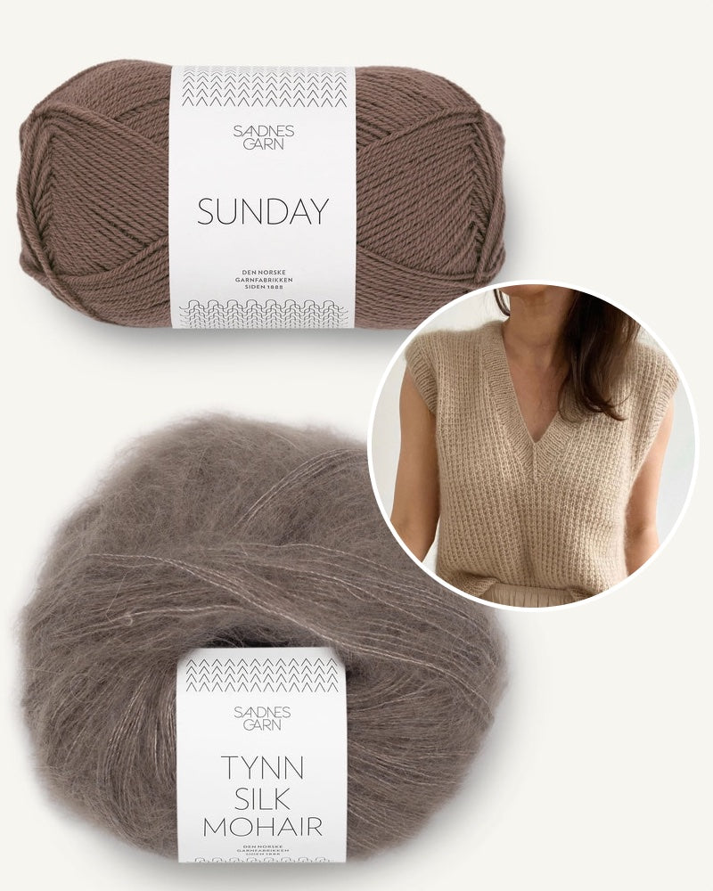 PetiteKnit Friday Pullunder mit V-Ausschnitt aus Sunday und Tynn Silk Mohair in eichenlaub