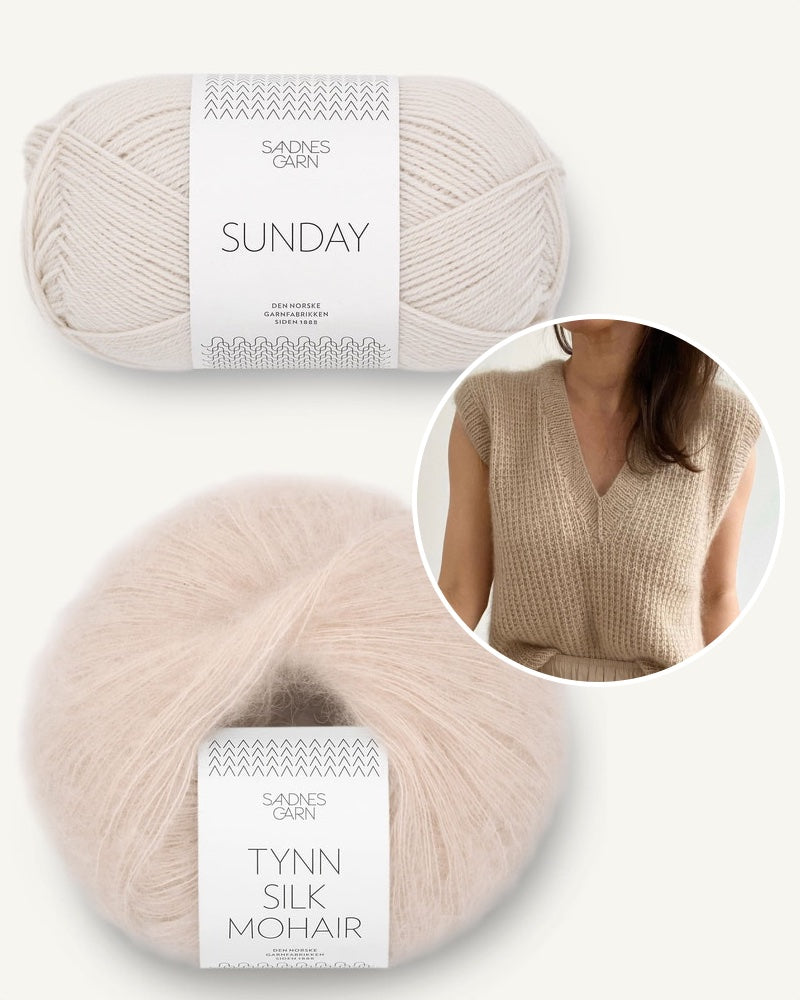 PetiteKnit Friday Pullunder mit V-Ausschnitt aus Sunday und Tynn Silk Mohair in kitt