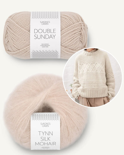  Guernsey Pullover aus Double Sunday und Tynn Silk Mohair marzipan