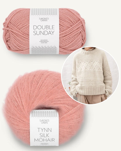  Guernsey Pullover aus Double Sunday und Tynn Silk Mohair pfirsich