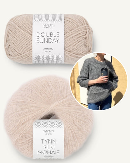 PetiteKnit Ingrid Sweater gestrickt mit Double Sunday und Tynn Silk Mohair marzipan