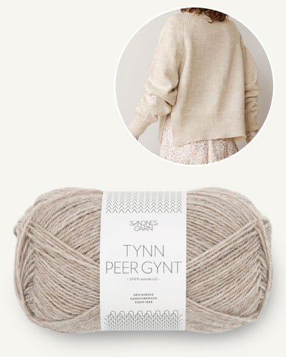 Kelly Pullover Damen aus Tynn Peer Gynt in graubeige meliert