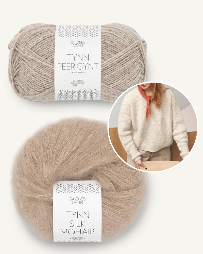 Sandnes Magazin 2302 Loui Pullover Tynn Peer Gynt mit Tynn Silk Mohair helles beige