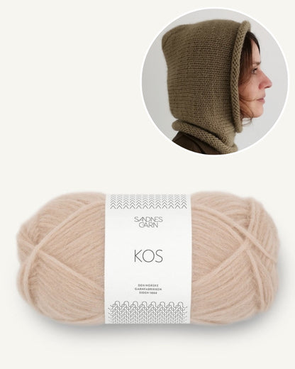 Garnpaket Mika Hood von Paula-M gestickt mit Sandnes Kos in beige