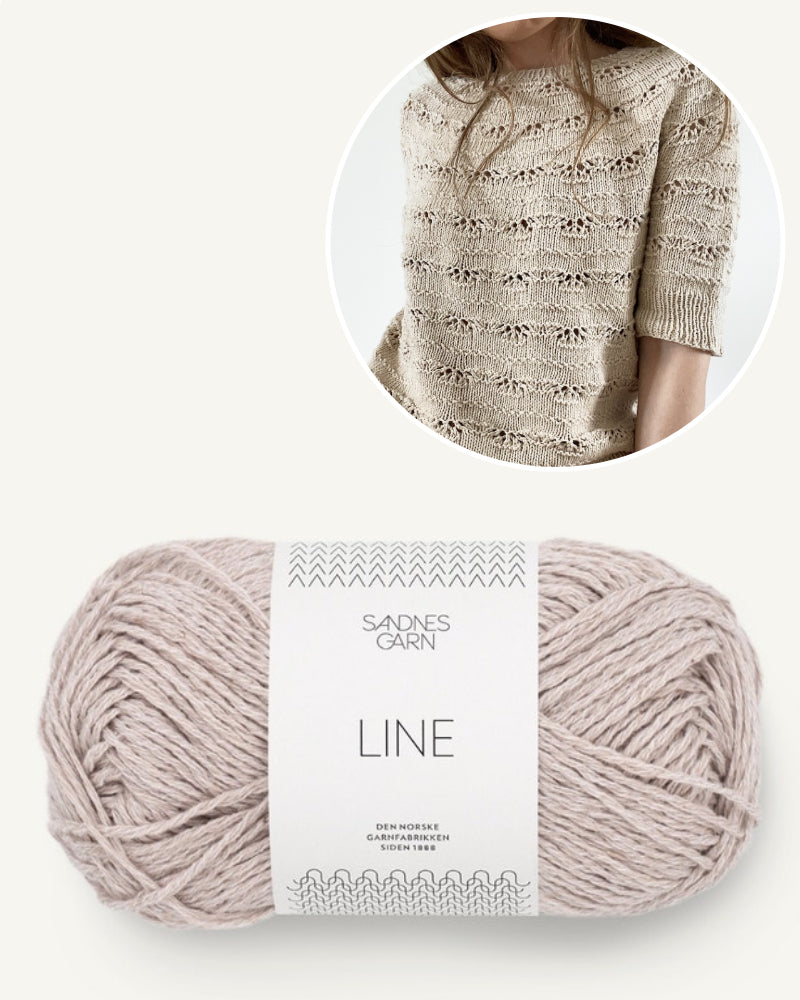 Garnpaket Musling Tee mit Sandnes Line in der Farbe hellbeige