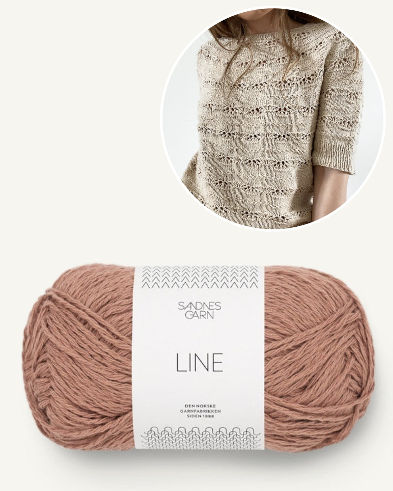 Garnpaket Musling Tee mit Sandnes Line in der Farbe rosa