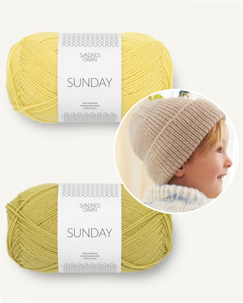 Garnpaket für den Must have Beanie Sunday Edition in gelb