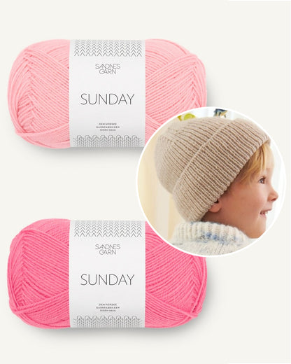 Garnpaket für den Must have Beanie Sunday Edition in pink