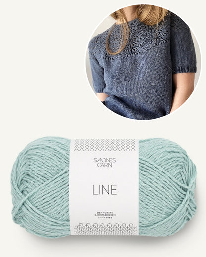 Garnpaket für das Peacock Tee gestrickt mit Line von Sandnes in der Farbe mint