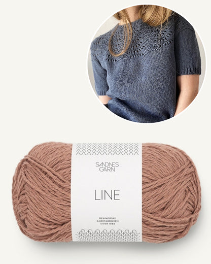 Garnpaket für das Peacock Tee gestrickt mit Line von Sandnes in der Farbe rosa