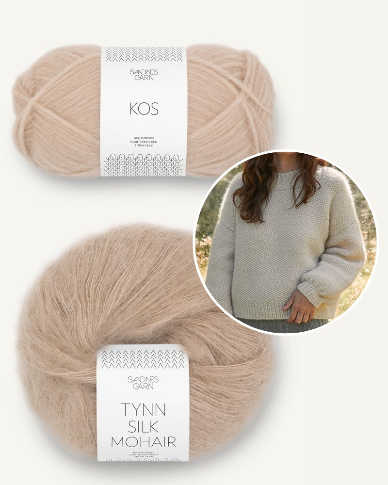 Garnpaket Perle Sweater von LeKnit mit Sandnes Garn in beige