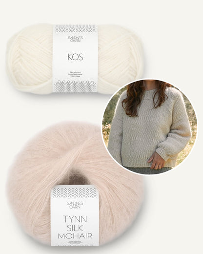 Garnpaket Perle Sweater von LeKnit mit Sandnes Garn in natur