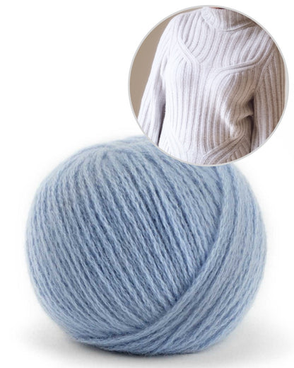 Garnpaket Pure Turtle Sweater gestrickt mit Pascuali Cashmere in taubenblau