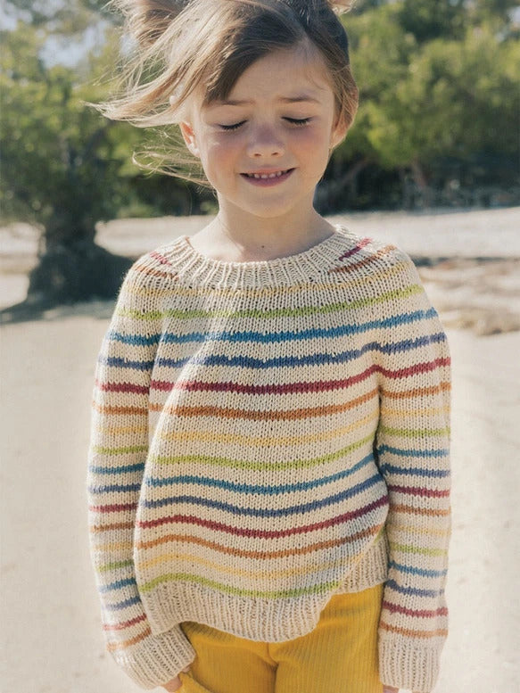 Sandnes Magazin 2306, Sommer Kinder Modellbild bunter Streifenpullover