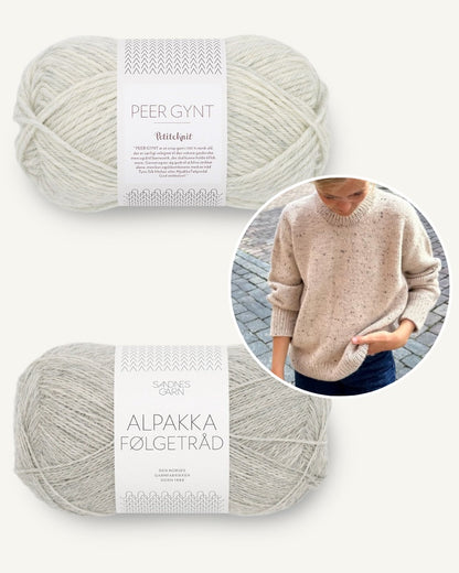 PetiteKnit Sonja Sweater mit Peer Gynt und Alpakka Folgetrad von Sandnes Garn ah melange