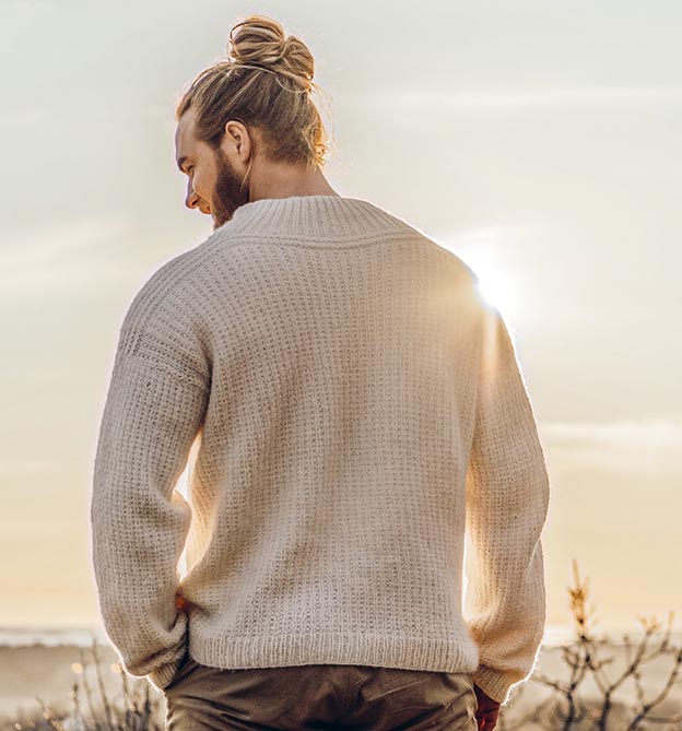 Viking Strikk Modellbild Herrenpullover naturweiß mit Muster