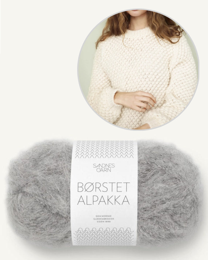 Sandnes Alba Pullover mit Gratisanleitung aus Borstet Alpakka 4