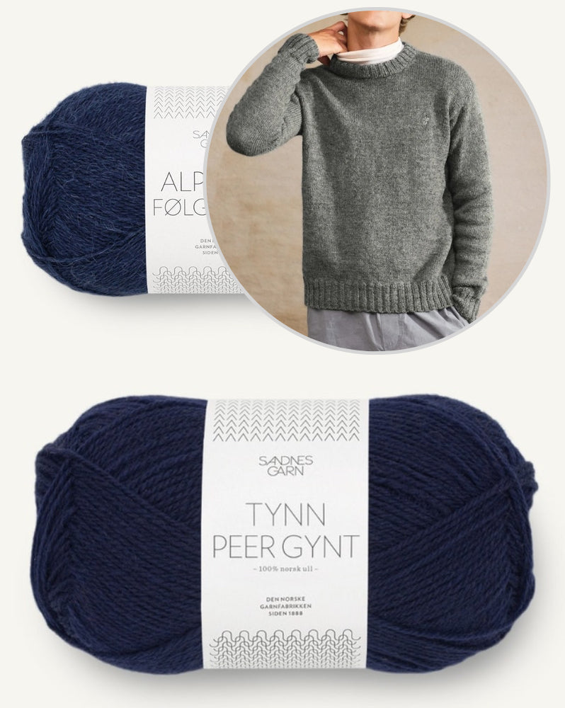 Brendan Sweater Man aus der Sandnes Kollektion 2412 Mr mit Tynn Peer Gynt und Alpakka Folgetrad von Sandnes Garn 9