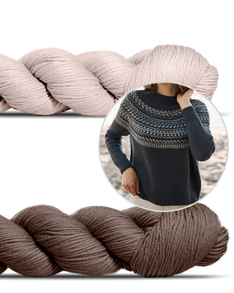 Calma Pullover mit Lovely Merino Treat von Rosy Green Wool holz-sahne