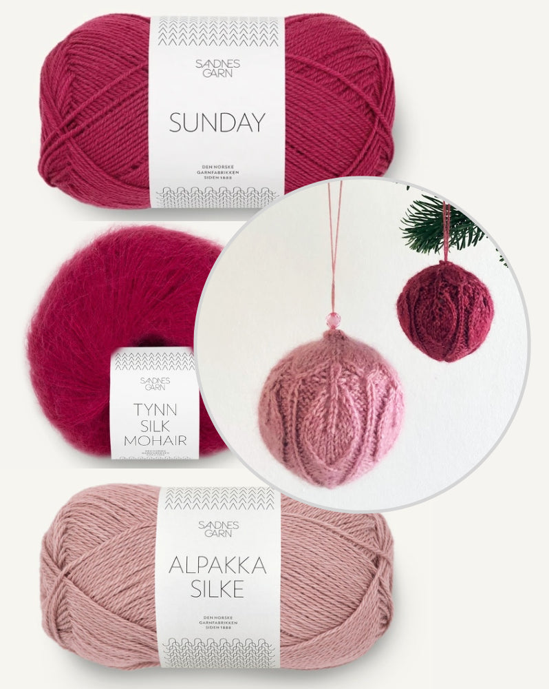 LeKnit Dahlia Weihnachtskugeln im Set aus Alpakka Silke, Sunday und Tynn Silk Mohair von Sandnes Garn 4