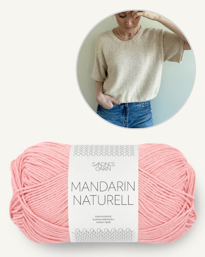 Ecru Tee von Secondknit mit Mandarin Naturell von Sandnes Garn 13