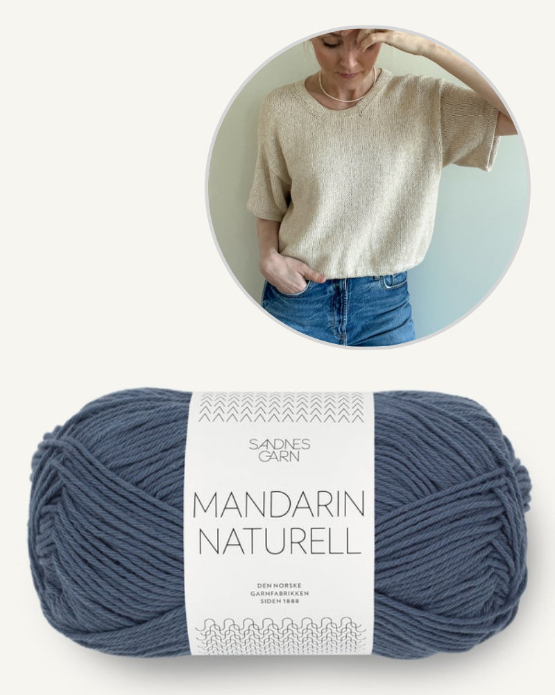 Ecru Tee von Secondknit mit Mandarin Naturell von Sandnes Garn 14