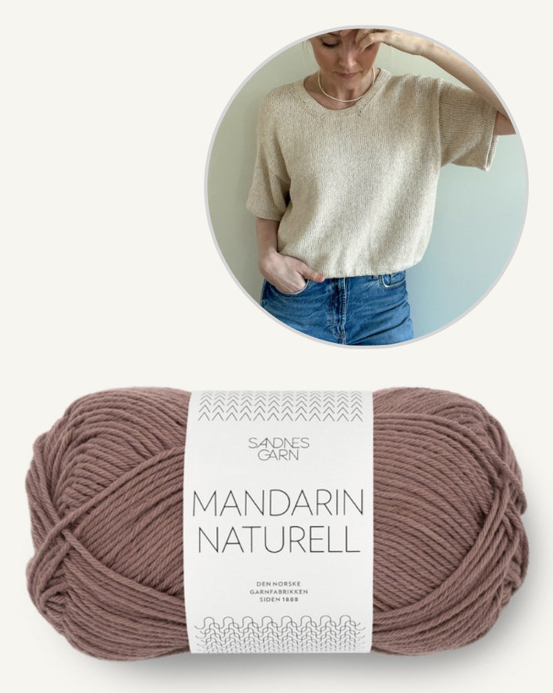 Ecru Tee von Secondknit mit Mandarin Naturell von Sandnes Garn 12