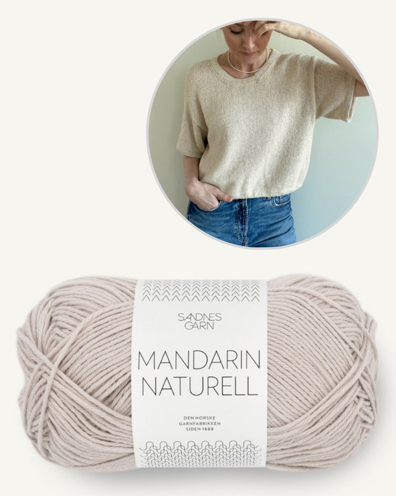 Ecru Tee von Secondknit mit Mandarin Naturell von Sandnes Garn 10