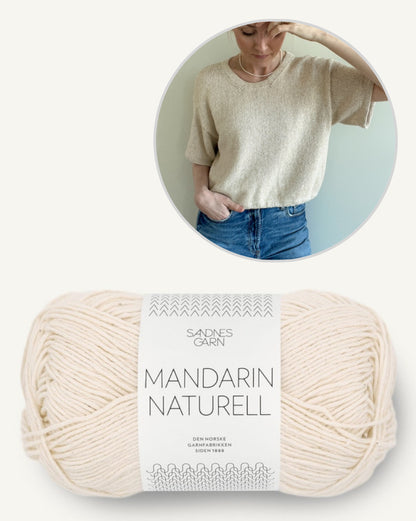 Ecru Tee von Secondknit mit Mandarin Naturell von Sandnes Garn 9