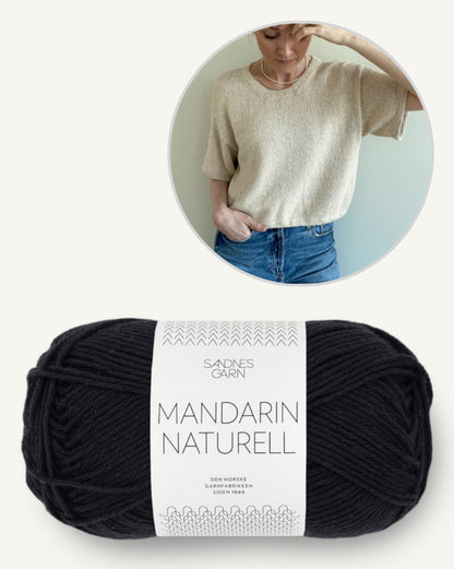 Ecru Tee von Secondknit mit Mandarin Naturell von Sandnes Garn 11