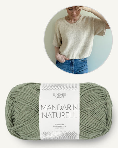 Ecru Tee von Secondknit mit Mandarin Naturell von Sandnes Garn 15