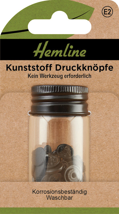 Hemline, Druckknöpfe 9mm, schwarz, in Dose