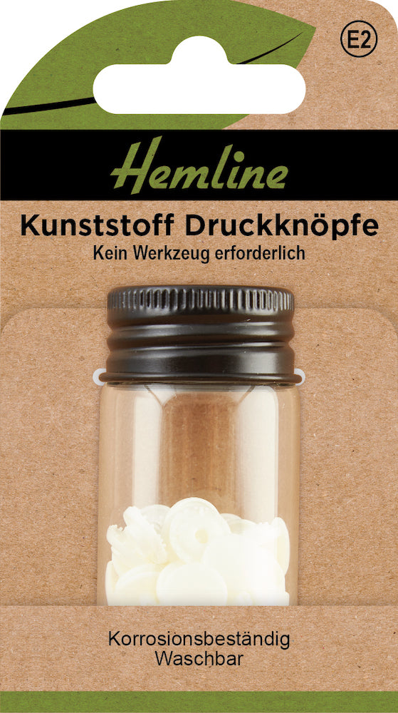 Hemline, Druckknöpfe 9mm, weiß, in Dose