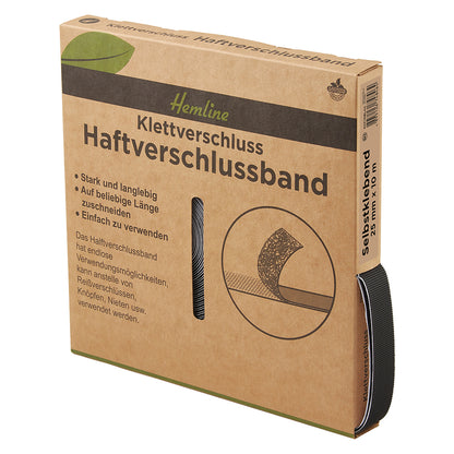 Hemline Klettverschluss selbstklebend schwarz 25mm x 10m