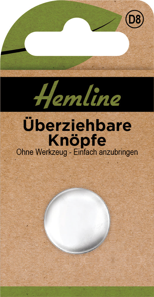 Hemline überziehbare Knöpfe mit Stoff, aus Metall, verschiedene Durchmesser