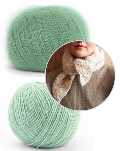 LeKnit Hoja Scarf in Cashmere Edition mit Cashmere Lace und Mohair Bliss von Pascuali 7