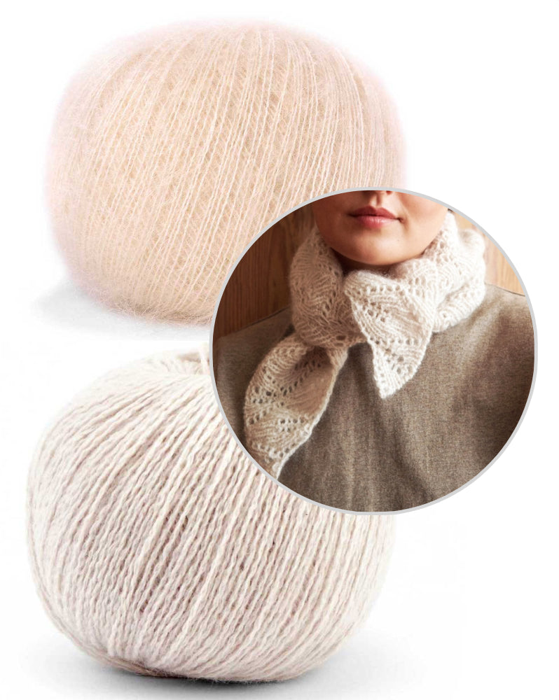 LeKnit Hoja Scarf in Cashmere Edition mit Cashmere Lace und Mohair Bliss von Pascuali 4