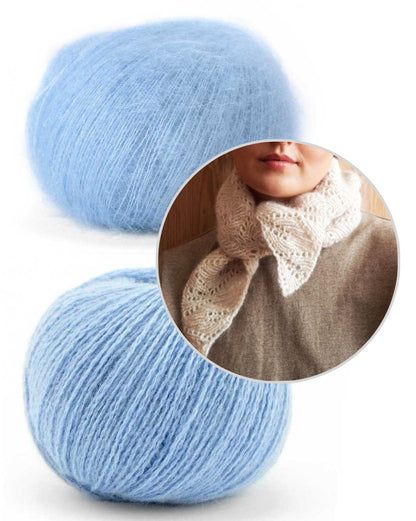 LeKnit Hoja Scarf in Cashmere Edition mit Cashmere Lace und Mohair Bliss von Pascuali 5