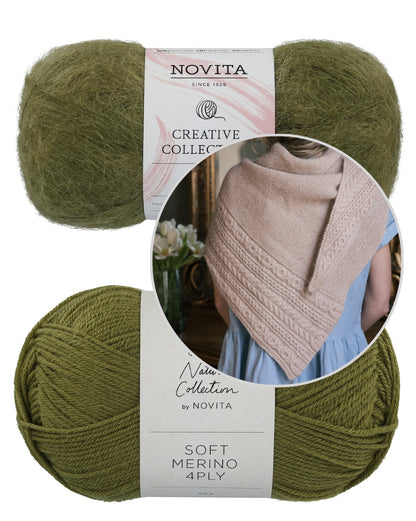 Johanna Shawl von Anja Heumann mit Soft Merino 4-ply und Tuuli von Novita 9