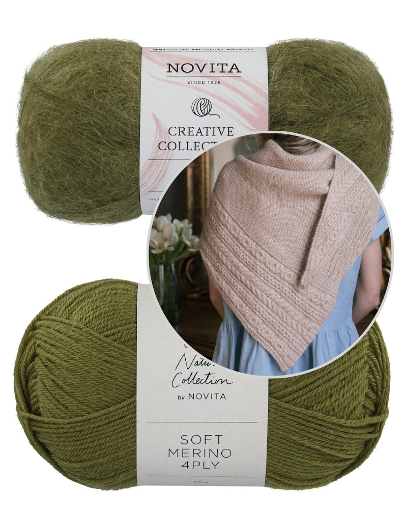 Johanna Shawl von Anja Heumann mit Soft Merino 4-ply und Tuuli von Novita 9