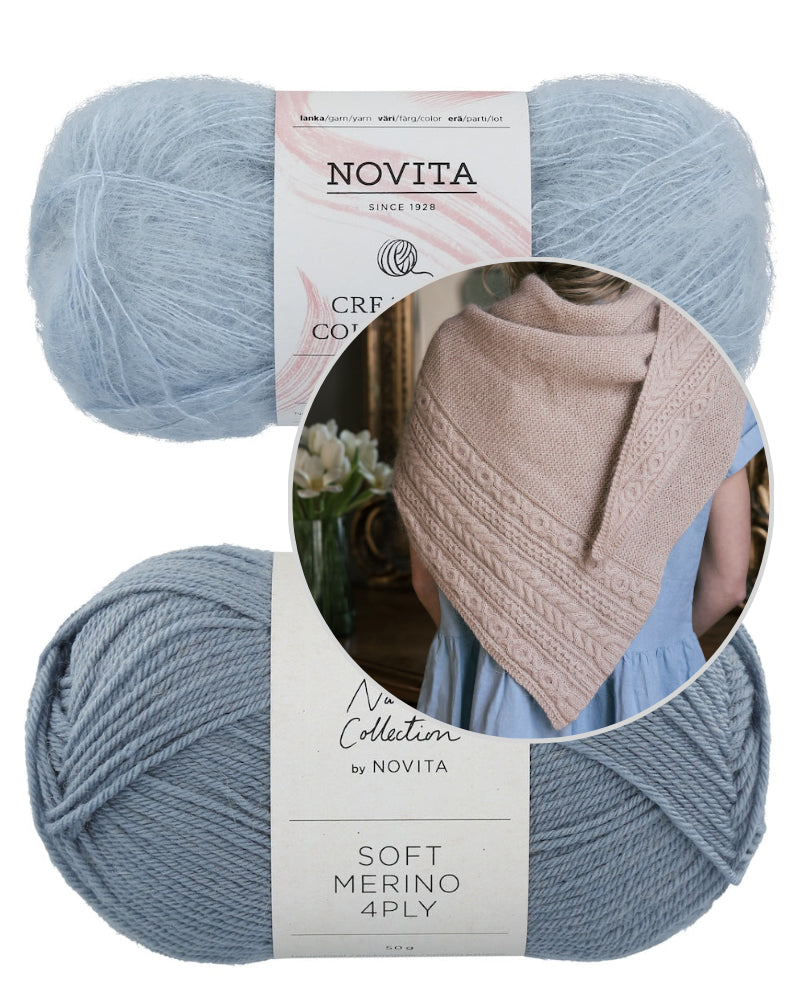 Johanna Shawl von Anja Heumann mit Soft Merino 4-ply und Tuuli von Novita 