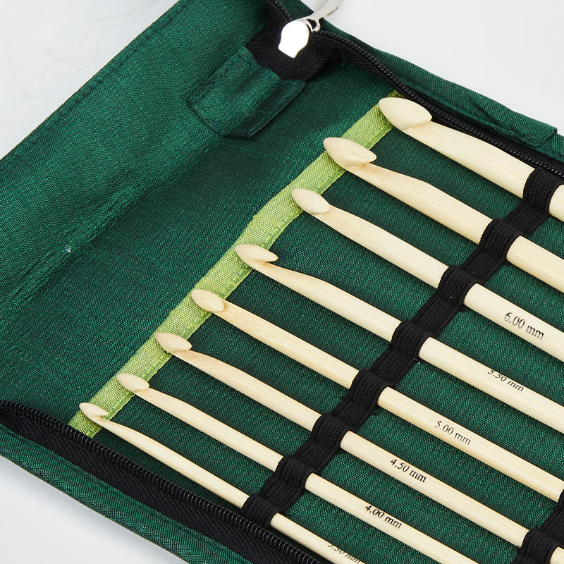 Knitpro Häkelnadelset Bamboo, Detailansicht geöffnetes Etui