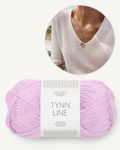 Garnpaket PetiteKnit Kumulus Tee mit Sandnes Tynn Line in der Farbe lilac