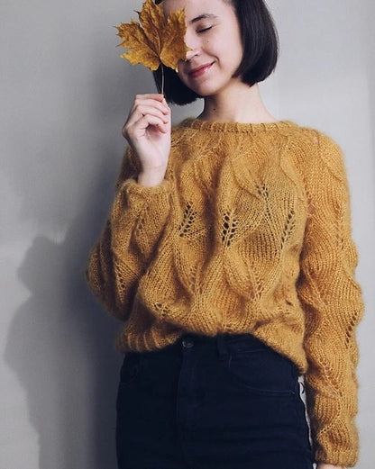 Masha Ziablikova, October Day Sweater aus Kidsilk Haze von Rowan ochre 1