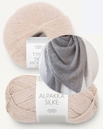 Misty Woodlands Shawl von Suviknits mit Alpakka Silke und Tynn Silk Mohair von Sandnes Garn 7