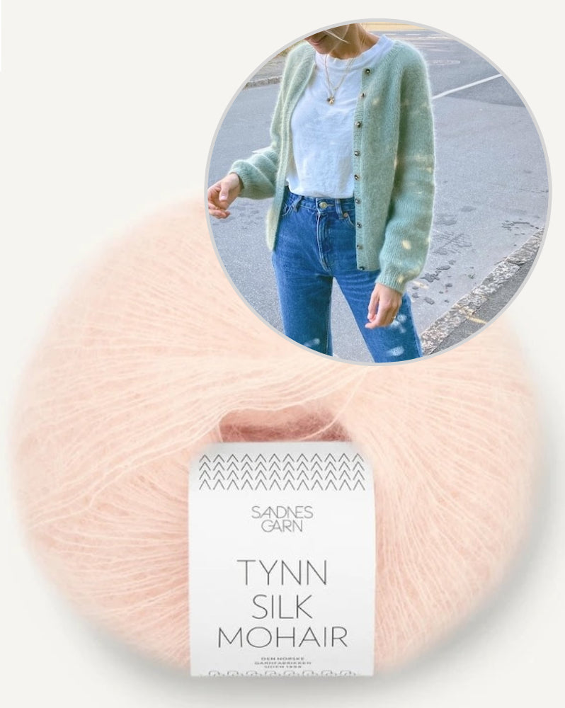 PetiteKnit Novice Cardigan Mohair Edition mit Tynn Silk Mohair von Sandnes Garn 14